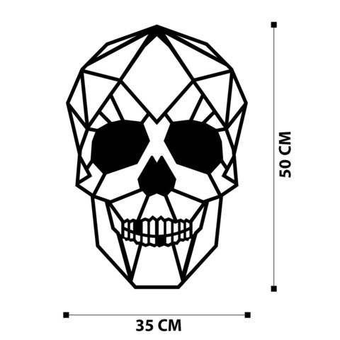 Decoratiune de perete, Skull Metal Decor, Metal, Dimensiune: 34,5 x 68 cm, Negru