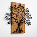 Decoratiune de perete, Monumental Tree 2, 50% lemn/50% metal, Dimensiune: 65 x 58 cm, Nuc / Negru