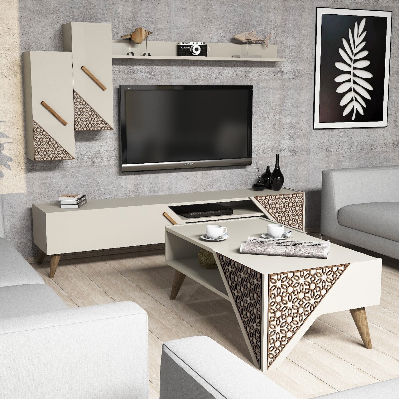 Mobilier living, Hommy Craft, Beril, pal melaminat, crem - 1 | YEO