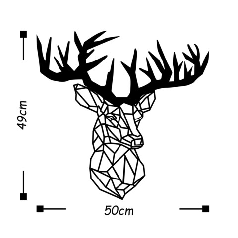 Decoratiune de perete, Deer3, Metal, Dimensiune: 50 x 49 cm, Negru