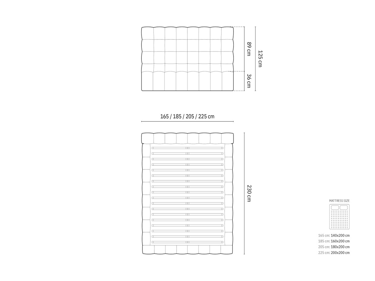 Pat tapitat cu tablie, somiera rabatabila si lada depozitare, Mamaia-170, Micadoni Home, 160x200 cm, tesatura structurata, negru