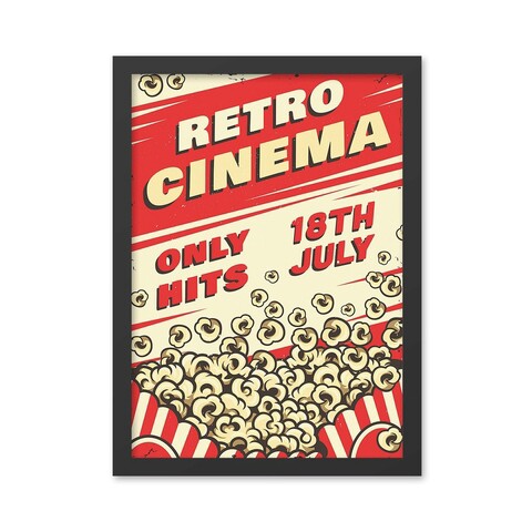 Tablou decorativ, Retro Cinema (55 x 75), MDF , Polistiren, Crem / Roșu