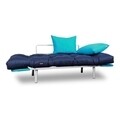 Canapea extensibila Gauge Concept, Navy Blue Turquoise, 2 locuri, 190x70 cm, fier/poliester