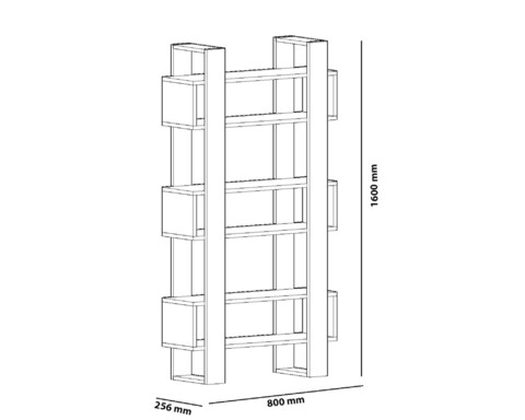 Biblioteca Carmen, Ametti, 80 x 25.6 x 160 cm, oak/negru