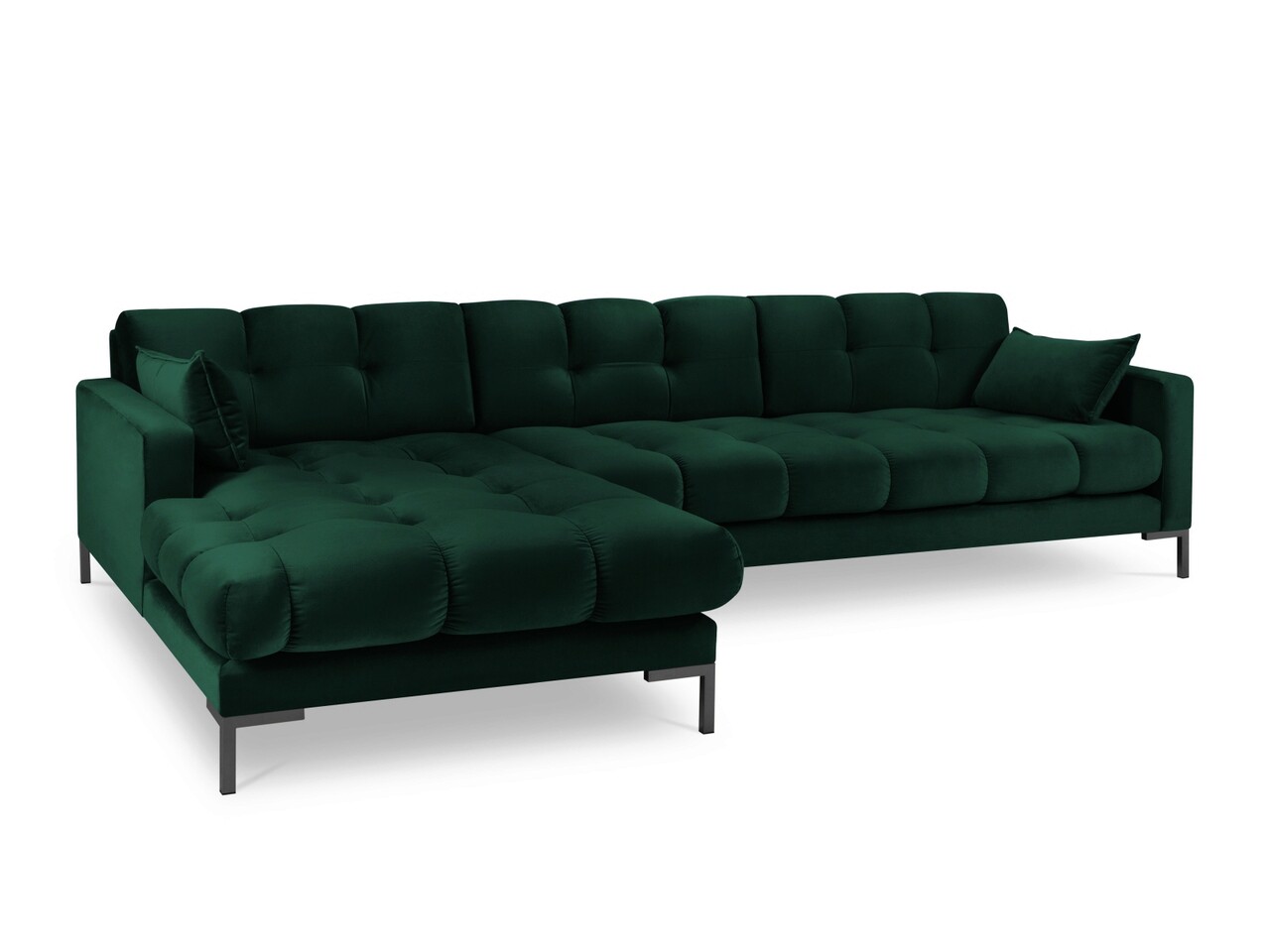 Coltar stanga 5 locuri, Mamaia, Micadoni Home, BL, 293x185x75 cm, catifea, verde bottle