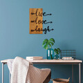 Decoratiune de perete, Live Love Laugh, Lemn/metal, Dimensiune: 55 x 58 cm, Nuc / Negru