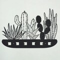 Cuier de perete, Cactus Metal Hanger, 68x44 cm, Otel, Negru