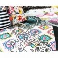 Lenjerie de pat dubla Aisha White, Melli Mello, 3 piese, 200 x 220 cm, 100% bumbac satinat, multicolora