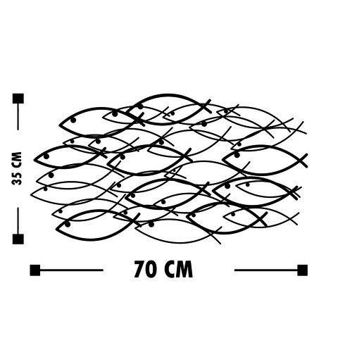 Decoratiune de perete, School Of Fish, Tanelorn, 70x35 cm, metal