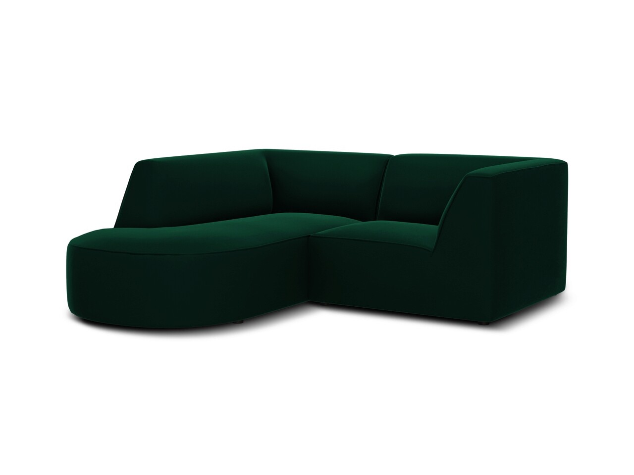 Coltar modular stanga 3 locuri, Ruby, Micadoni Home, BL, forma rotunjita, 186x180x69 cm, catifea, verde bottle