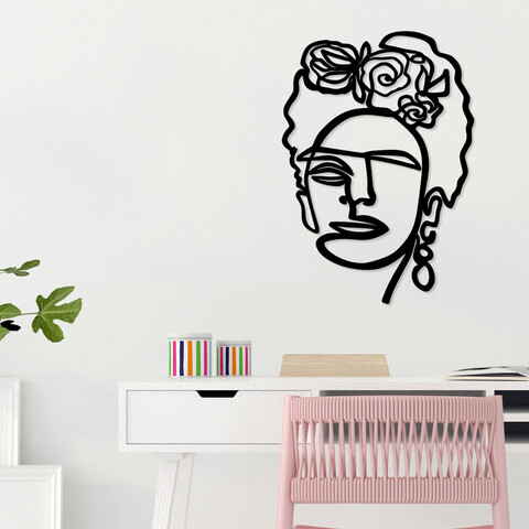 Decoratiune de perete, Frida 2, Metal, Dimensiune: 45 x 70 cm, Negru