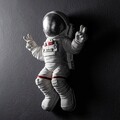 Decoratiune, Peace Sign Astronaut, 35x47x10 cm, Poliester, Alb/Gri