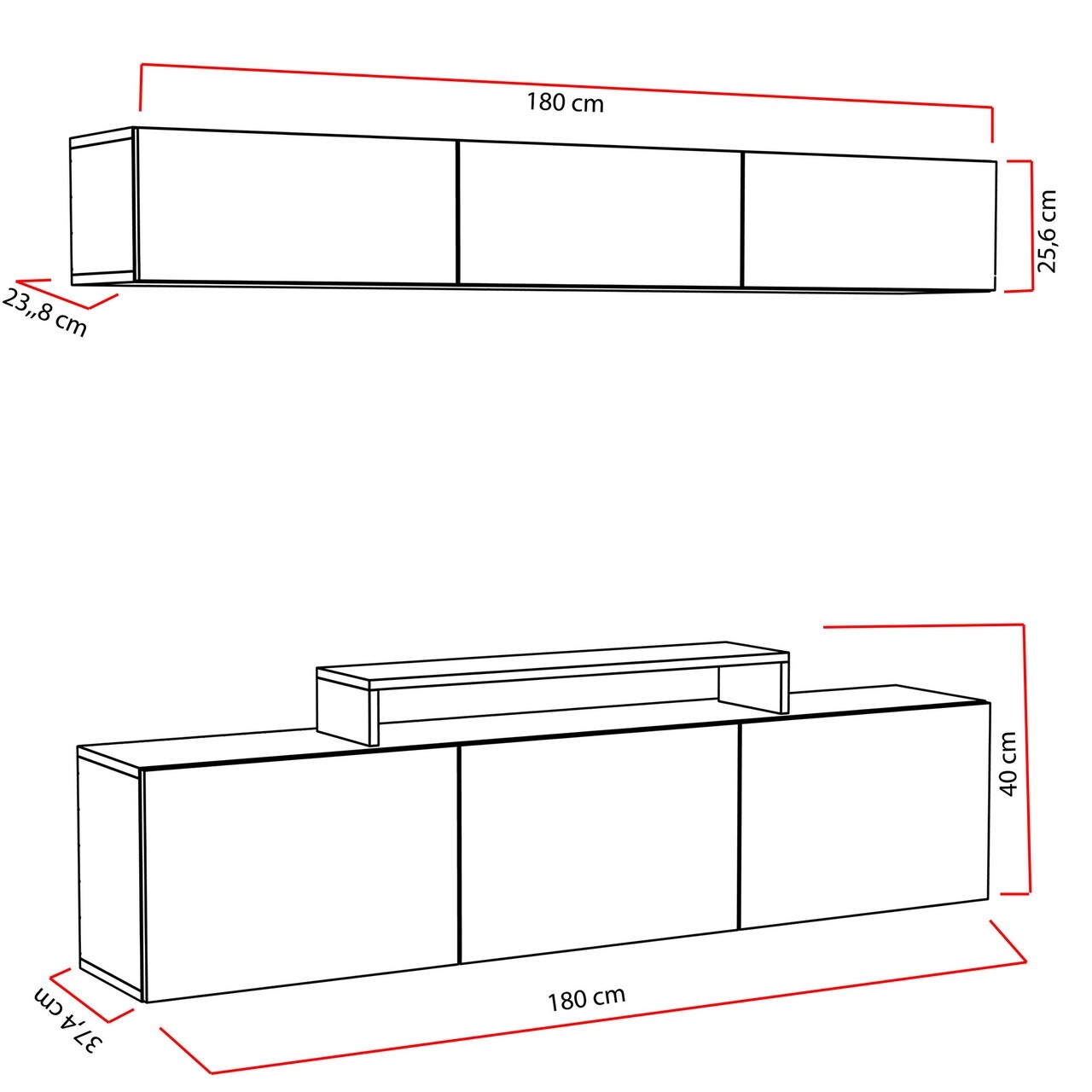 Comoda TV cu raft Line, Decorotika, 180x37.4x40 cm, alb - 2 | YEO