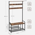 Cuier cu bancheta si pantofar Industrial, Vasagle, 85x30x180.5 cm, PAL/otel, maro rustic