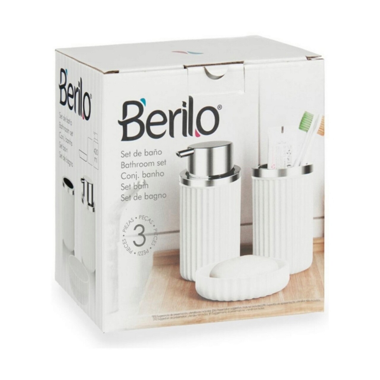 Set De Baie 3 Piese Ava, Berilo, Plastic, Alb