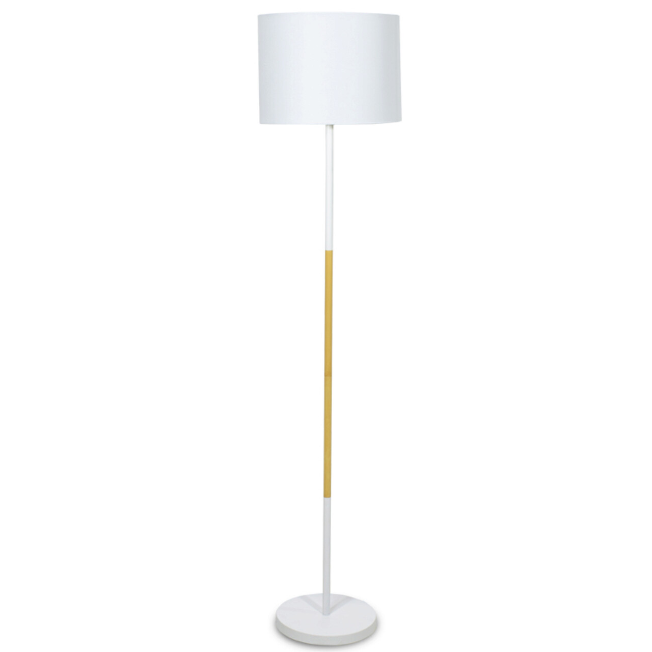 Lampadar Oliver, Pakoworld, 33x33x149 cm, 1 x E27, 60W, metal/textil, alb/maro