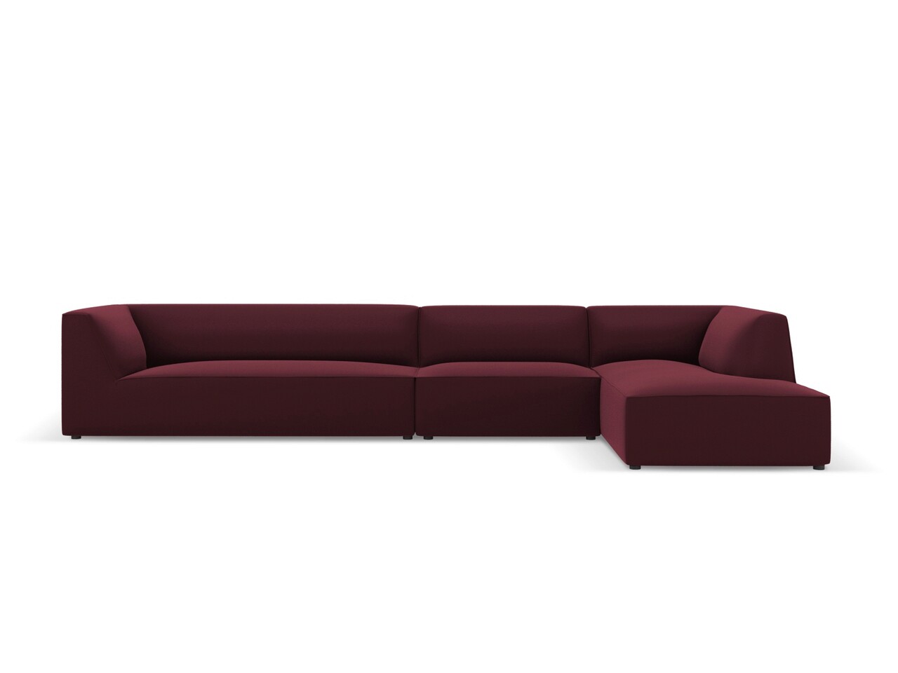 Coltar modular dreapta 5 locuri, Ruby, Micadoni Home, BL, 366x180x69 cm, piele ecologica, bordo