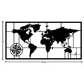 Decoratiune de perete, World Map Metal Decor 7, Metal, Dimensiune: 121 x 60 cm, Negru