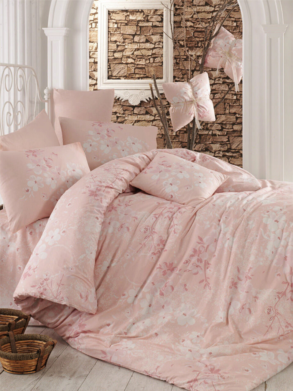 Lenjerie de pat pentru o persoana, Elena - Pink, Pearl Home, Bumbac Ranforce