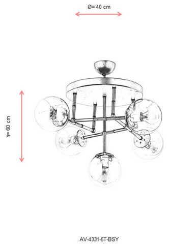 Lustra, Avonni, 683AVN1325, Metal, Negru/Auriu