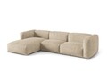 Coltar modular stanga 3 locuri, Martina-120, Micadoni Home, 332x176x75 cm, catifea, bej deschis