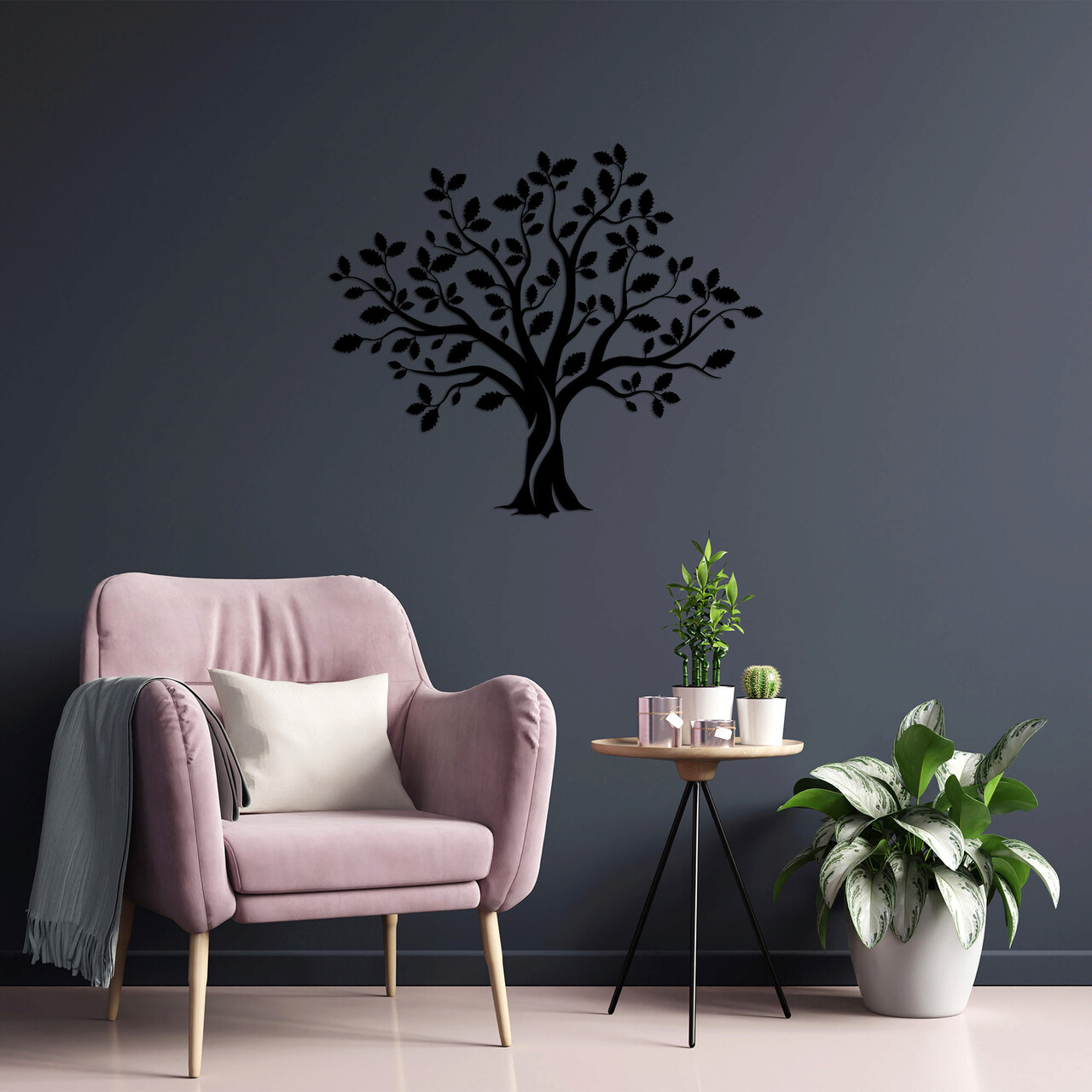 Decoratiune de perete, Monumental Tree 14, Metal, Dimensiune: 85 x 74 cm, Negru - 1 | YEO