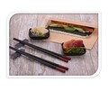 Set 7 piese pentru sushi Excellent Houseware, portelan, negru