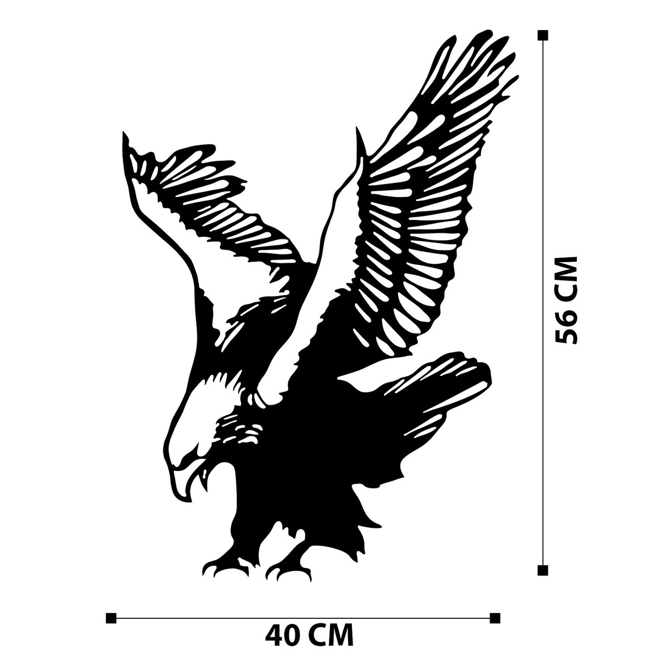 Decoratiune de perete, Eagle Metal Decor, metal, 40 x 53 cm, negru