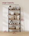 Biblioteca cu 5 niveluri Ladder, Vasagle, 80x30x170 cm, max 75 kg, PAL/otel, maro