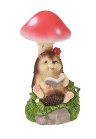 Lampa solara Hedgehogs reading, 9.5x9.5x19 cm, poliston, multicolor