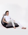 Fotoliu puf, Bean Bag Ferndale, Pyramid Double Color, 145 cm, poliester impermeabil, gri fumuriu/negru