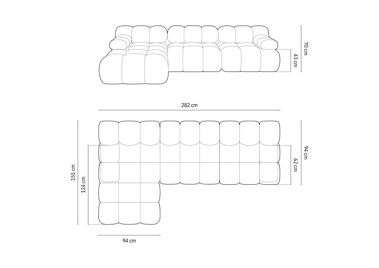 Coltar modular stanga 4 locuri, Bellis-213, Micadoni Home, 282x155x70 cm, tesatura boucle, bej sand