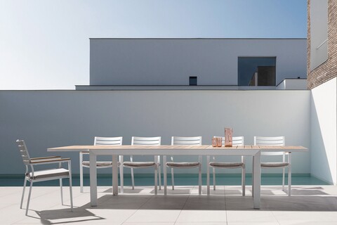 Masa extensibila pentru gradina Belmar, Bizzotto, 220-340 x 100 x 75 cm, aluminiu, alb