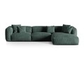 Coltar modular dreapta 3 locuri, Martina-120, Micadoni Home, 332x176x75 cm, catifea, petrol