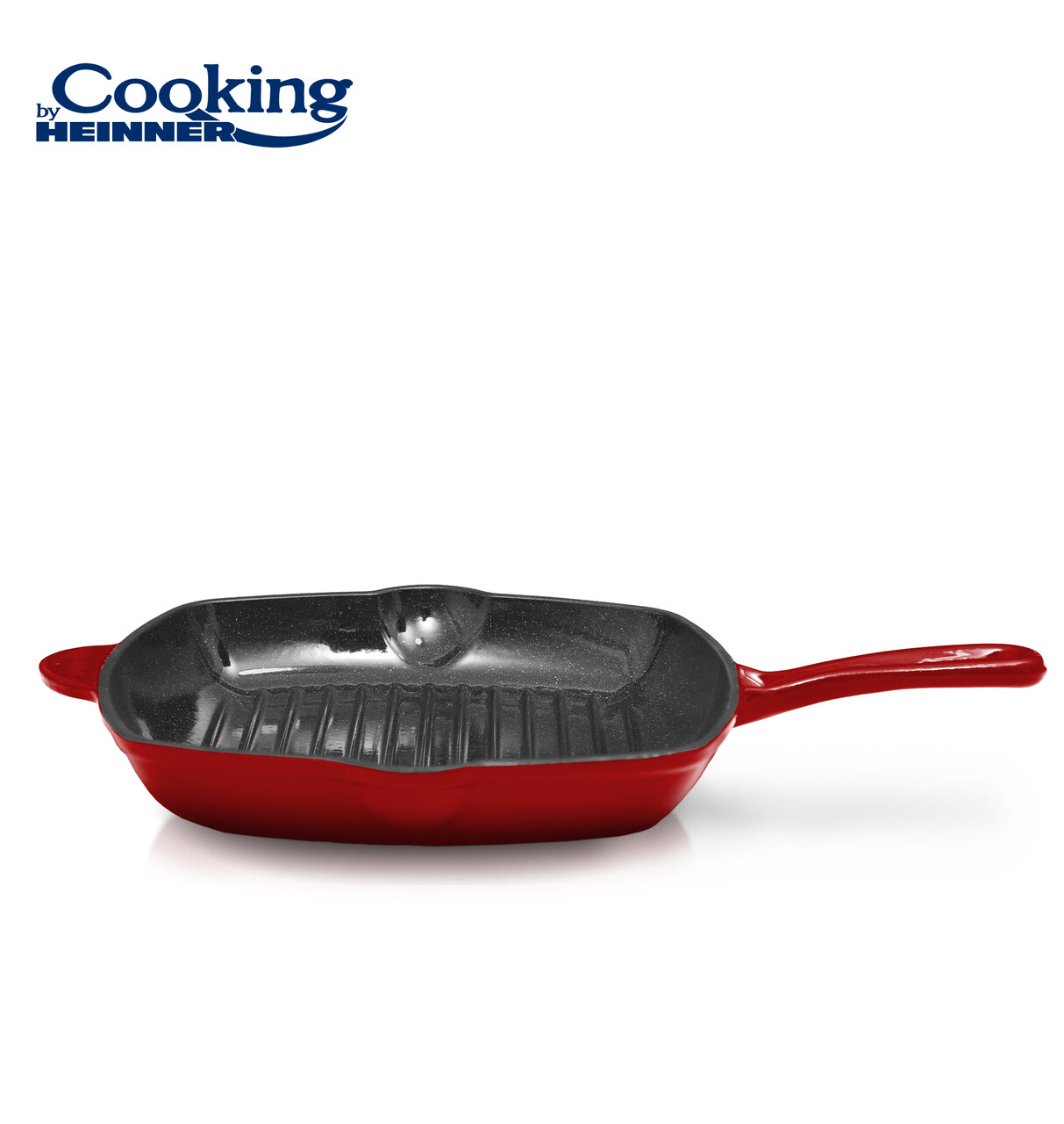 Tigaie grill Red Line, Cooking by Heinner, 26.5x4.5 cm, fonta, rosu - 2 | YEO