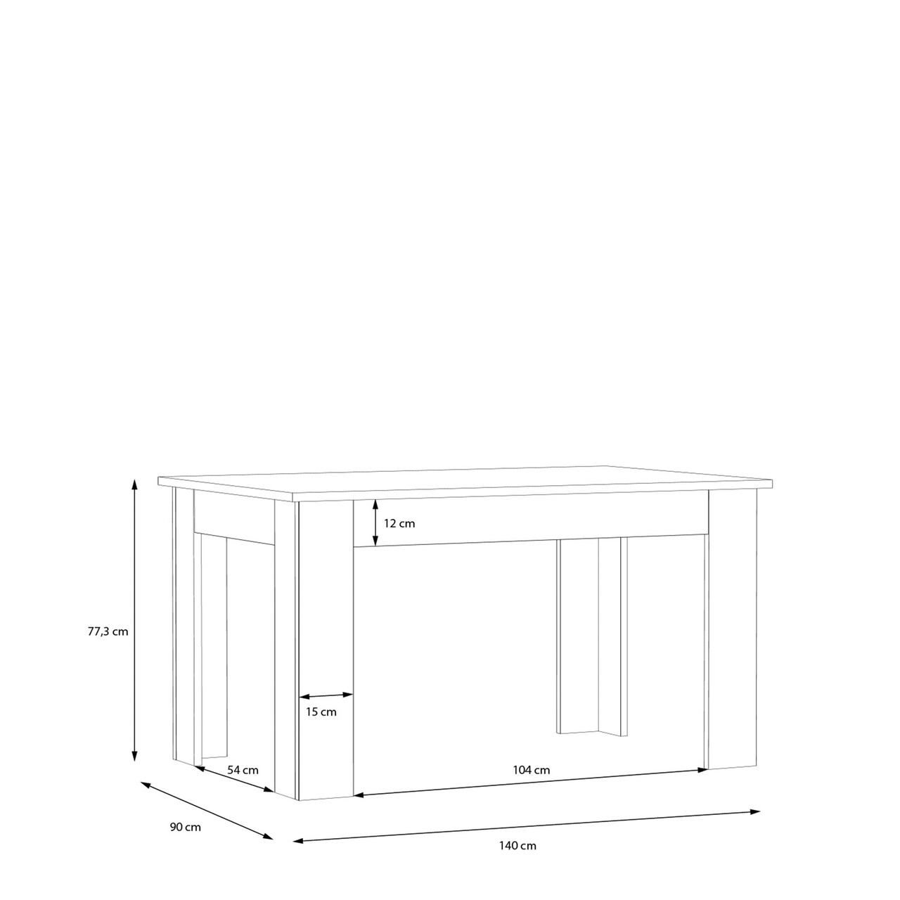 Masa Raalte, Bedora, 140x90x77.3 cm, PAL, stejar/negru