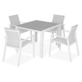 Set mobilier gradina/terasa Encore/Baria, 5 piese, 90x90x74 cm/56.5x62x86 cm, aluminiu, alb/gri