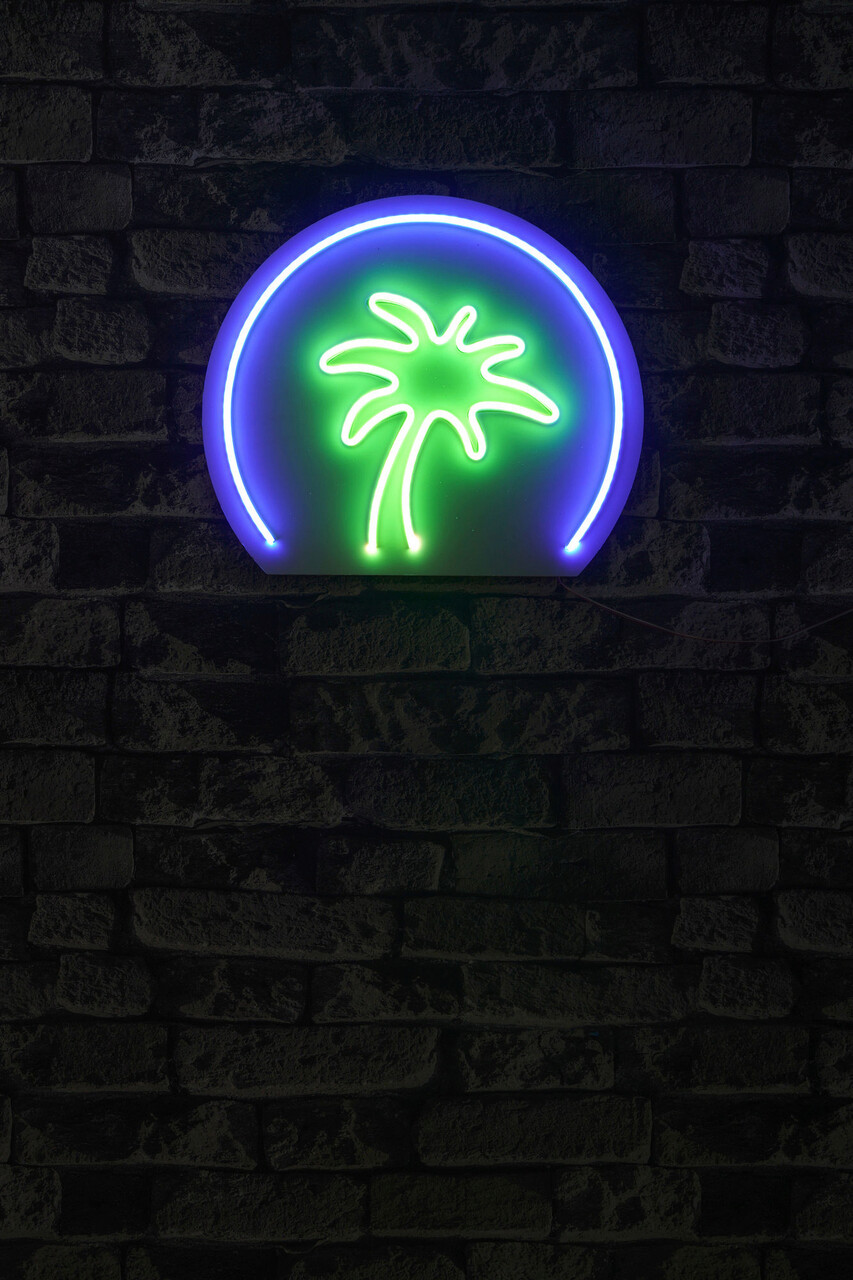 Decoratiune luminoasa LED, Palm Tree, Benzi flexibile de neon, DC 12 V, Albastru verde - 1 | YEO