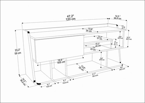 Comoda TV, Retricy, Raca, 120x37x59 cm, PAL, Safir / Negru