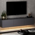 Comoda TV, Inarch, Neon Illuminated, 160 x 35 x 32 cm, pal melaminat, antracit