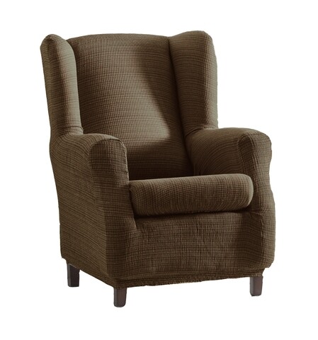 Husa fotoliu elastica bi-stretch, Aquiles, wing chair, maro C/7