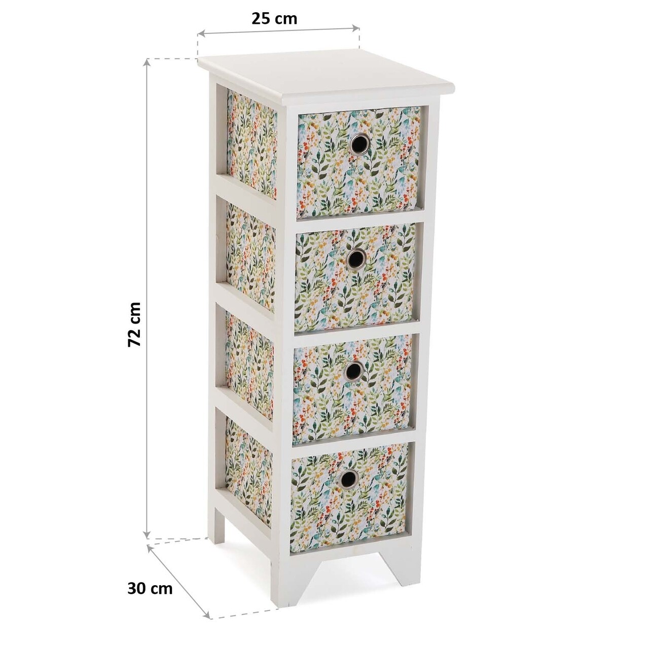 Organizator Baie Cu 4 Cosuri Acuarela, Versa, 25 X 30 X 72 Cm, Lemn De Paulownia