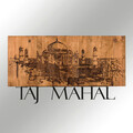 Decoratiune de perete, Taj Mahal, lemn/metal, 58 x 33 cm, negru/maro