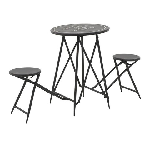 Set mobilier de gradina Bistro, InArt, 3 piese, pliabil, negru