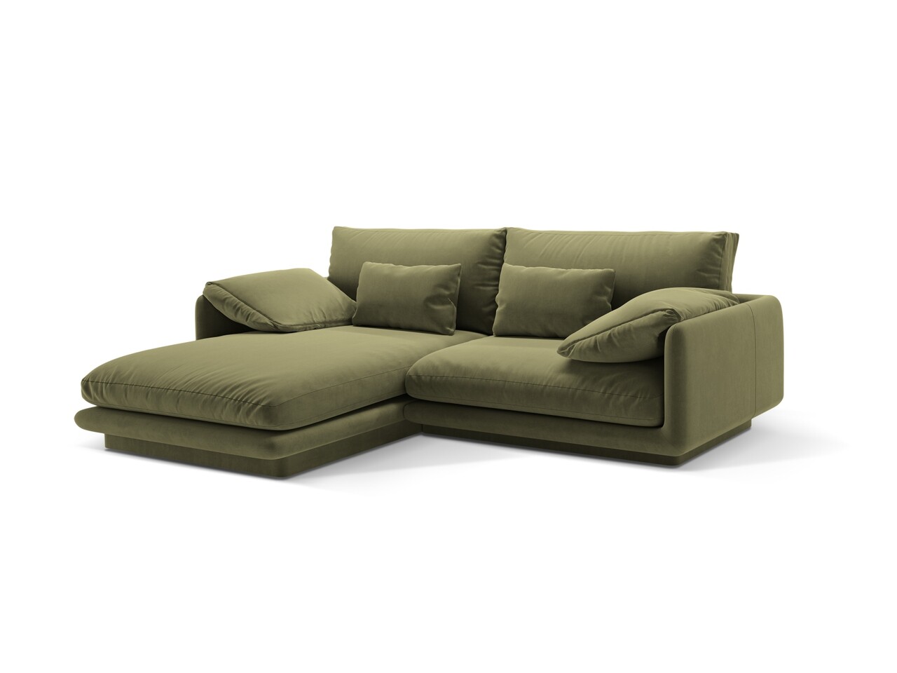 Coltar stanga 3 locuri, Torino-184, Micadoni Home, 220x170x83 cm, catifea, verde deschis - 1 | YEO