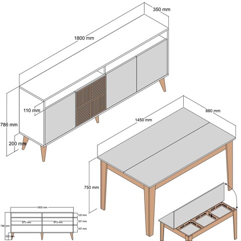 Set mobilier living, Hommy Craft, Milan 527, Alb