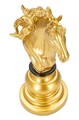 Statueta decorativa / Piesa de sah Cal, Gold Horse, Mauro Ferretti, 14 x 11 x 27 cm, polirasina, auriu/negru