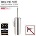 Perie pentru toaleta cu suport Orea, Wenko, 9x12.5x39 cm, inox, argintiu mat