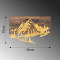 Decoratiune de perete, Mountain v2, 50% lemn/50% metal, Dimensiune: 58 x 38 cm, Nuc / Aur