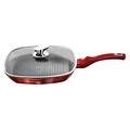 Tigaie grill cu capac din aluminiu forjat și marmură, Berlinger Haus, 28 cm, Burgundy